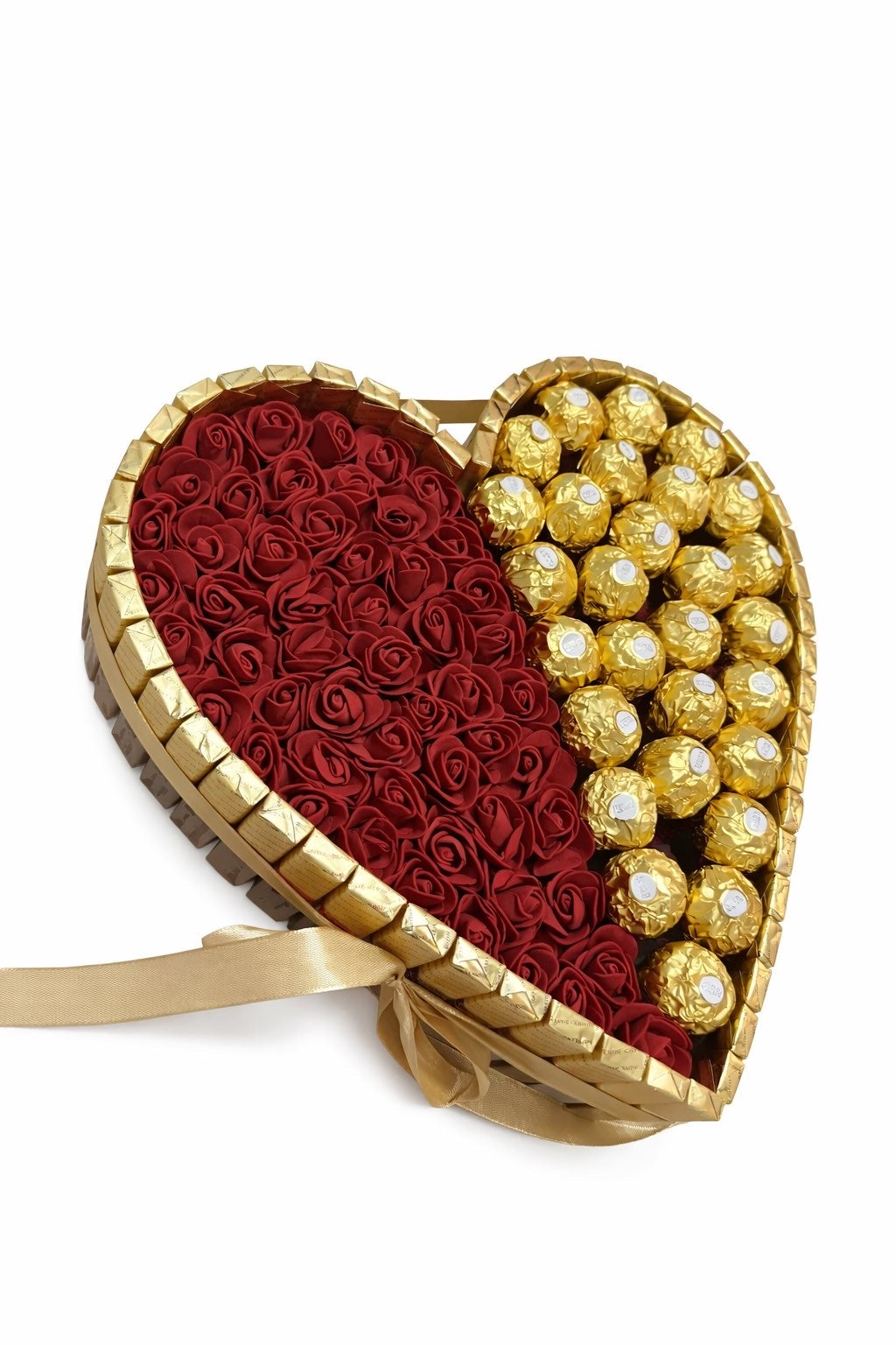 Geschenk hart XL | Bordeaux met Ferrero